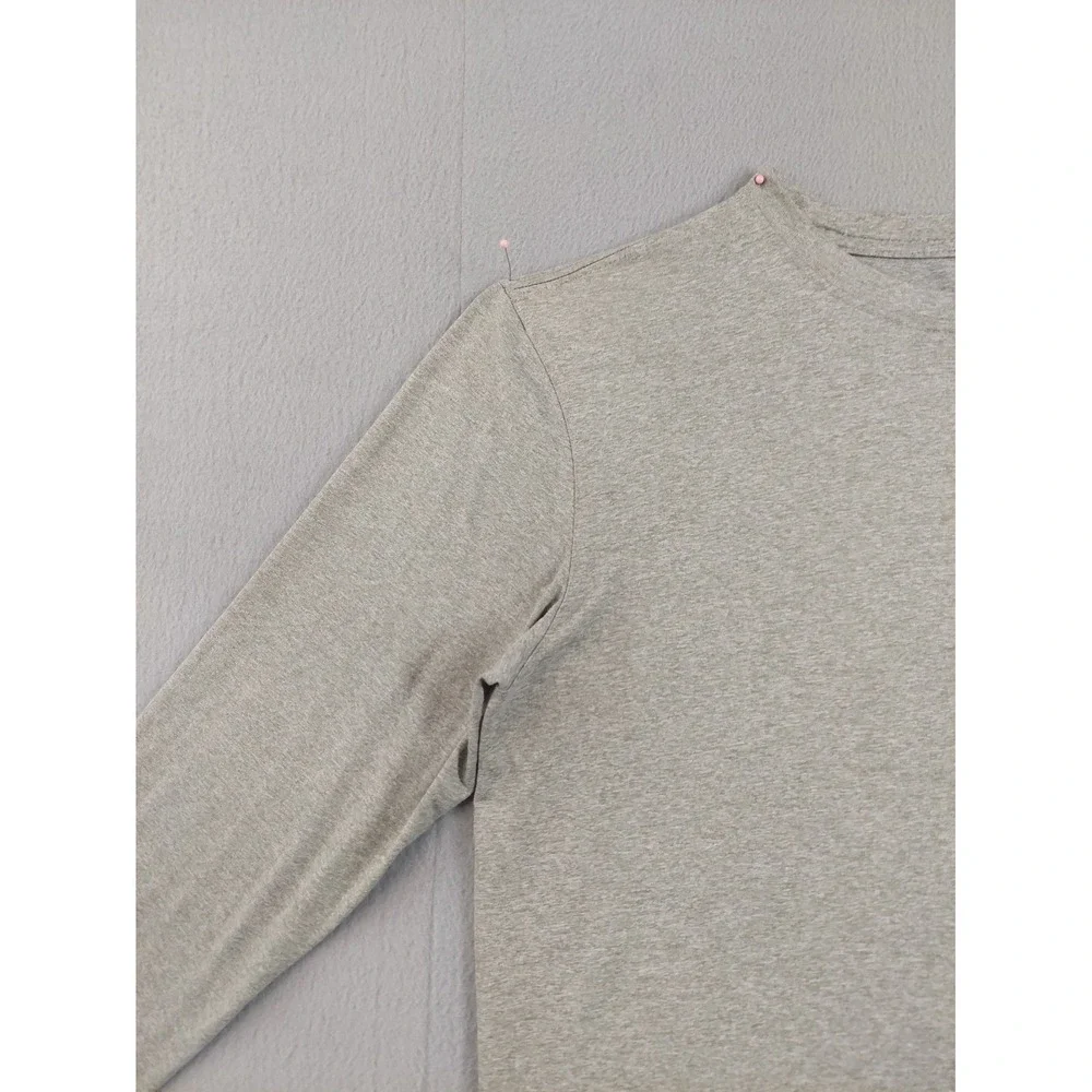 Nike Men Athletic Shirt M Gray Dri Fit 100% Polyester Logo Long Sleeve Crew Neck